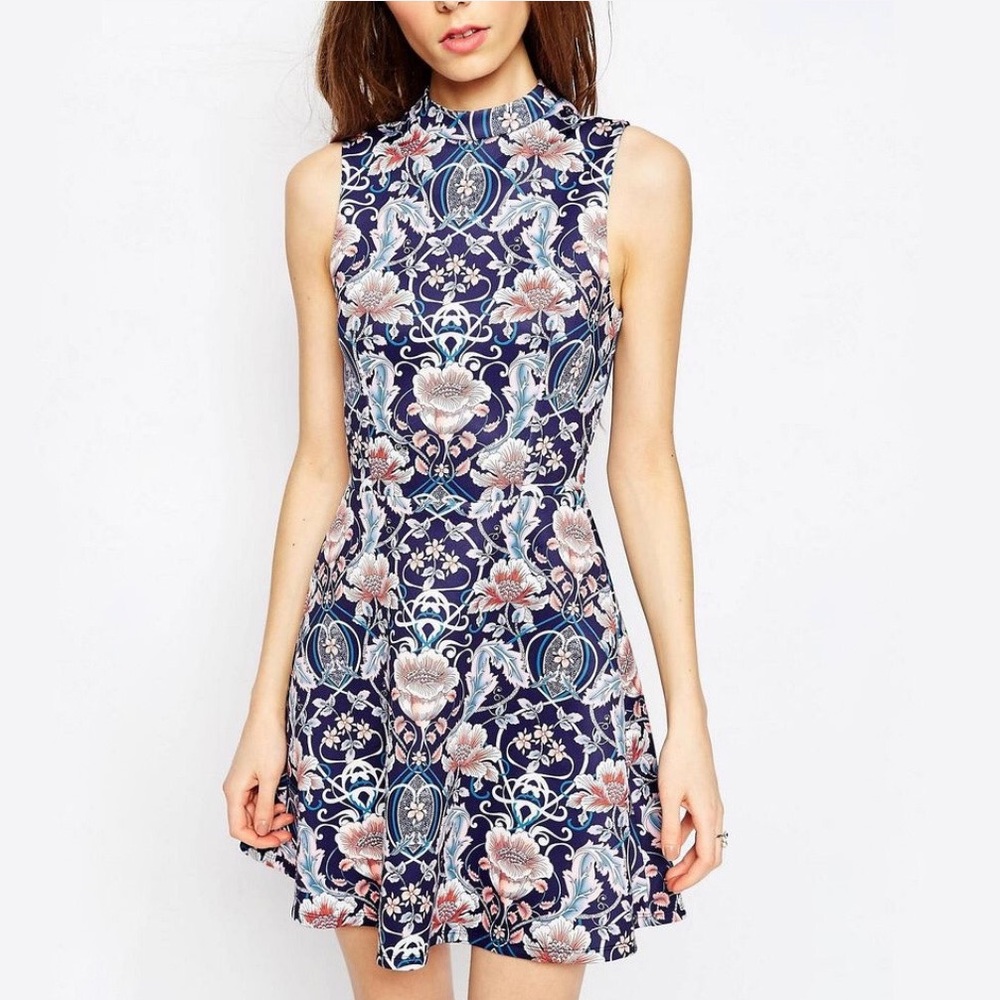 ASOS Tapestry Floral Placed Printed A-line Dress